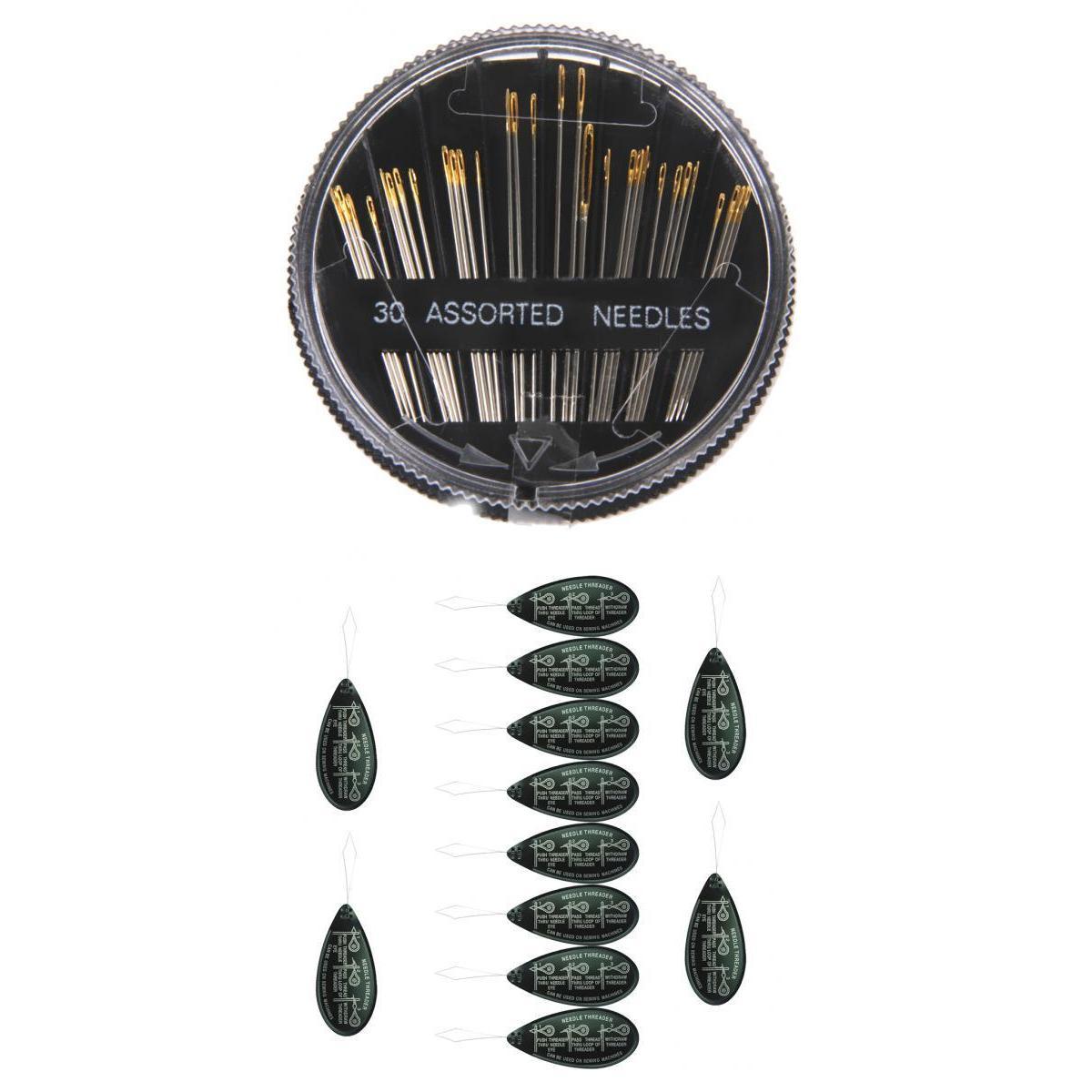 1 Set Sewing Tool Bag Bow Wire Stitch Insert and 30pcs Hand Sewing Needles