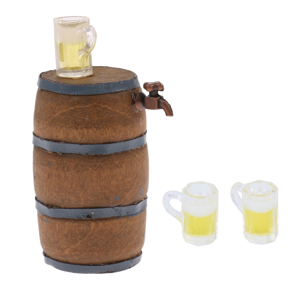 1:12 Dollhouse Beer Mug +Dollhouse Miniature Beer Barrel Beer Mug