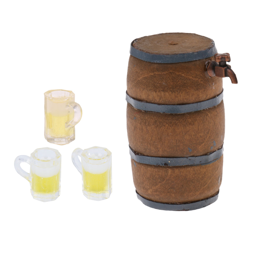 1:12 Dollhouse Beer Mug +Dollhouse Miniature Beer Barrel Beer Mug
