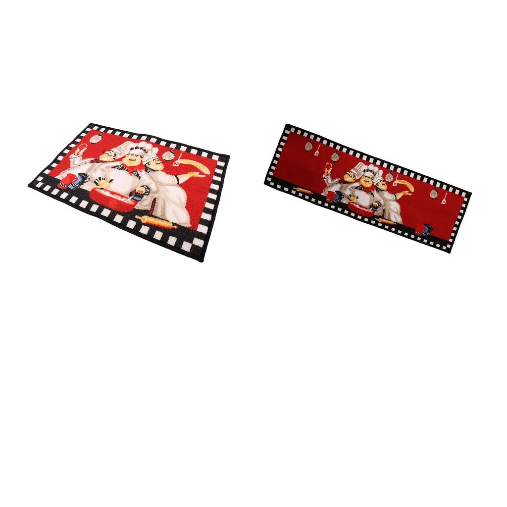 2 Pcs Pack Chef Kitchen Area Rug Anti-Skid Living Bedroom Floor Mat Carpets