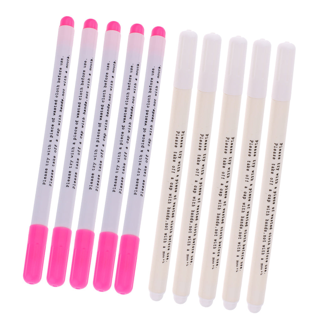 10Pc Water Erasable Pen Tailor Vanishing Marker Water Soluble Pen Pink White