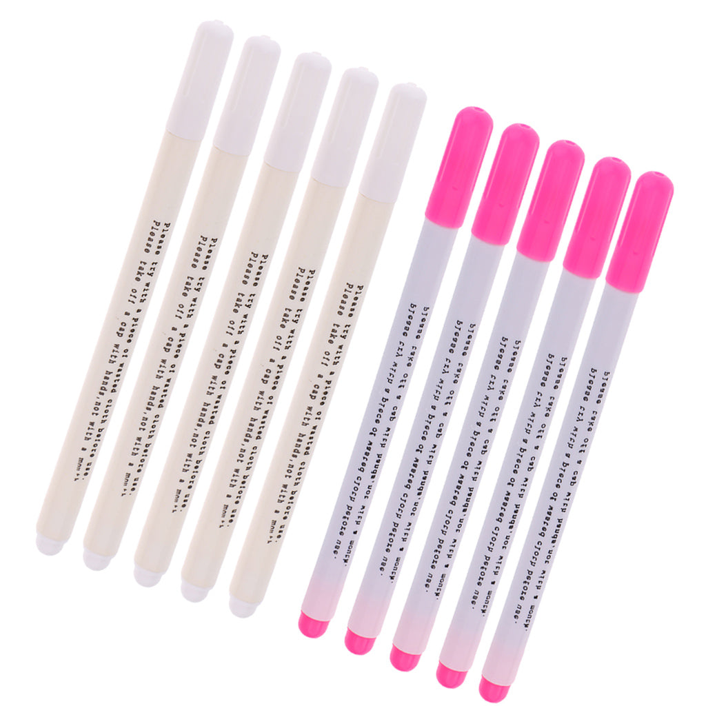 10Pc Water Erasable Pen Tailor Vanishing Marker Water Soluble Pen Pink White