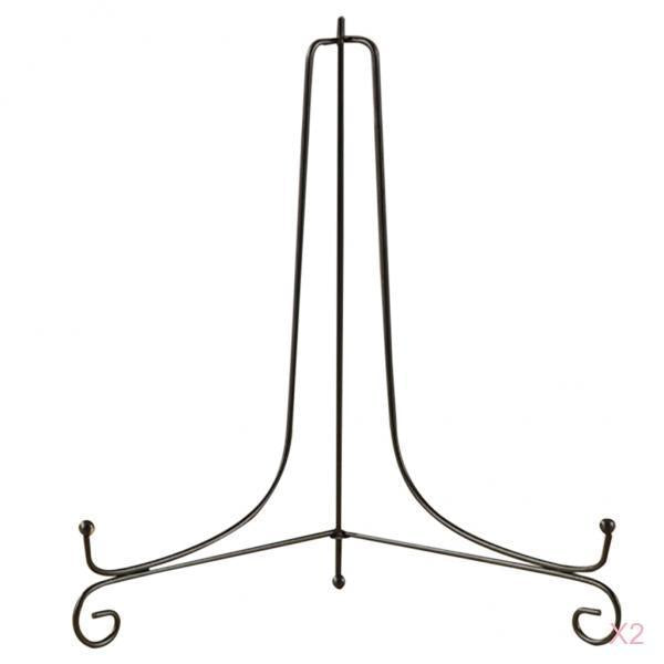 2Pcs Iron Display Easel China Bowl Plate Display Rack Holder Black 4inch