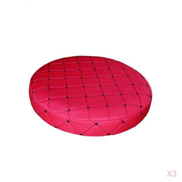 3Pcs 35cm Bar Stool Cover Round Lift Chair Seat Sleeve Polyester Salon Red