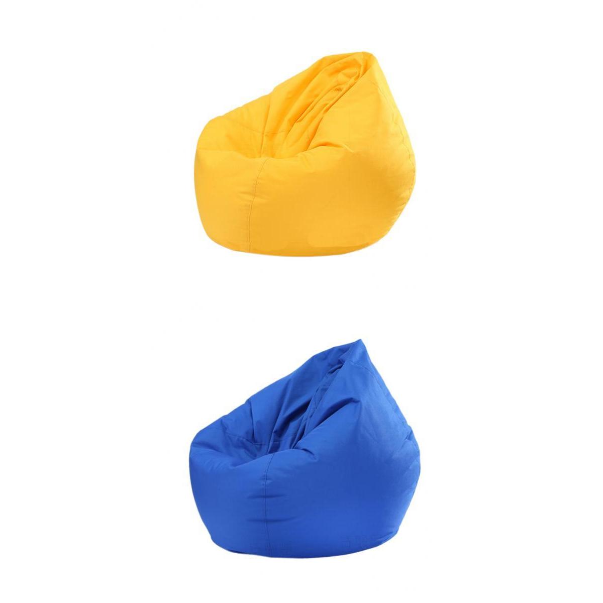 2PCS Large Adult Size Bean Bag Cover Toy Clothes Storage Yellow and Blue