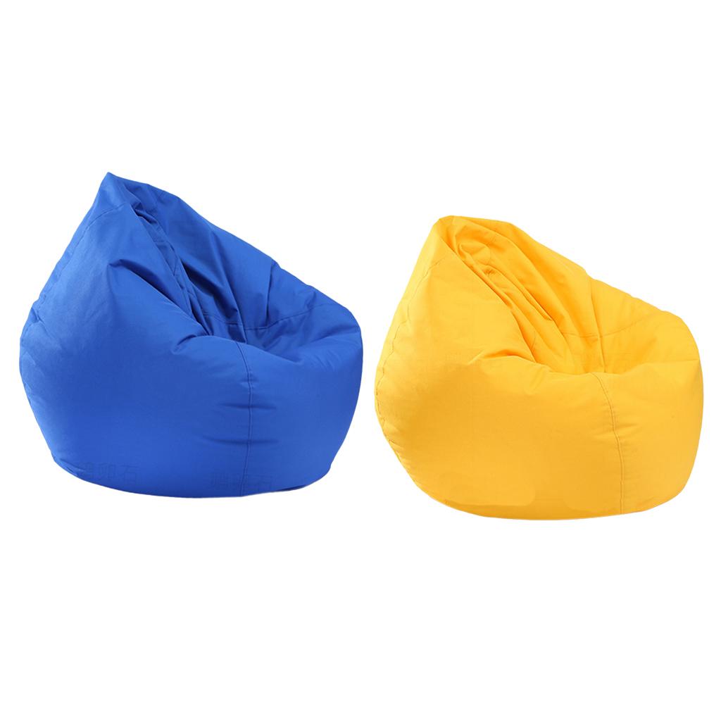 2PCS Large Adult Size Bean Bag Cover Toy Clothes Storage Yellow and Blue