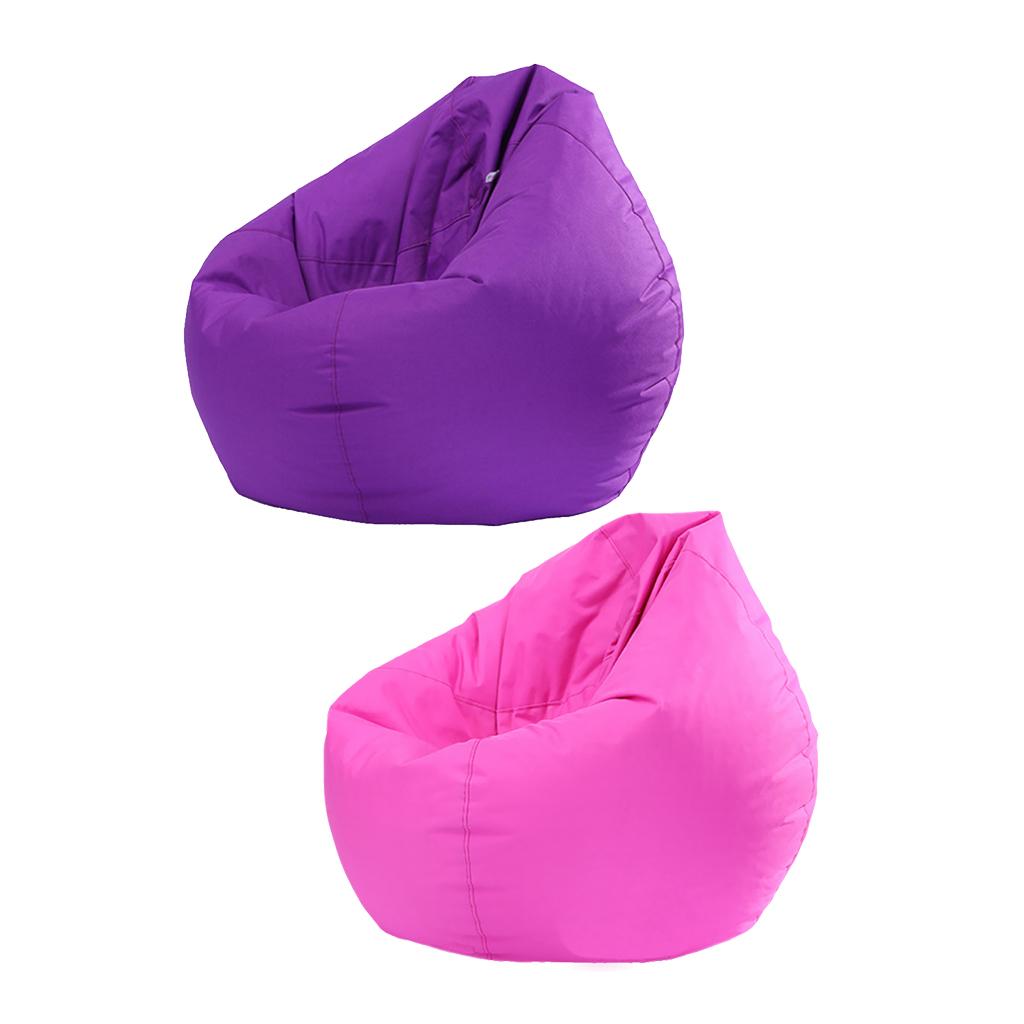 2PCS Large Adult Size Bean Bag Cover Toy Clothes Storage Purple, Rose Red
