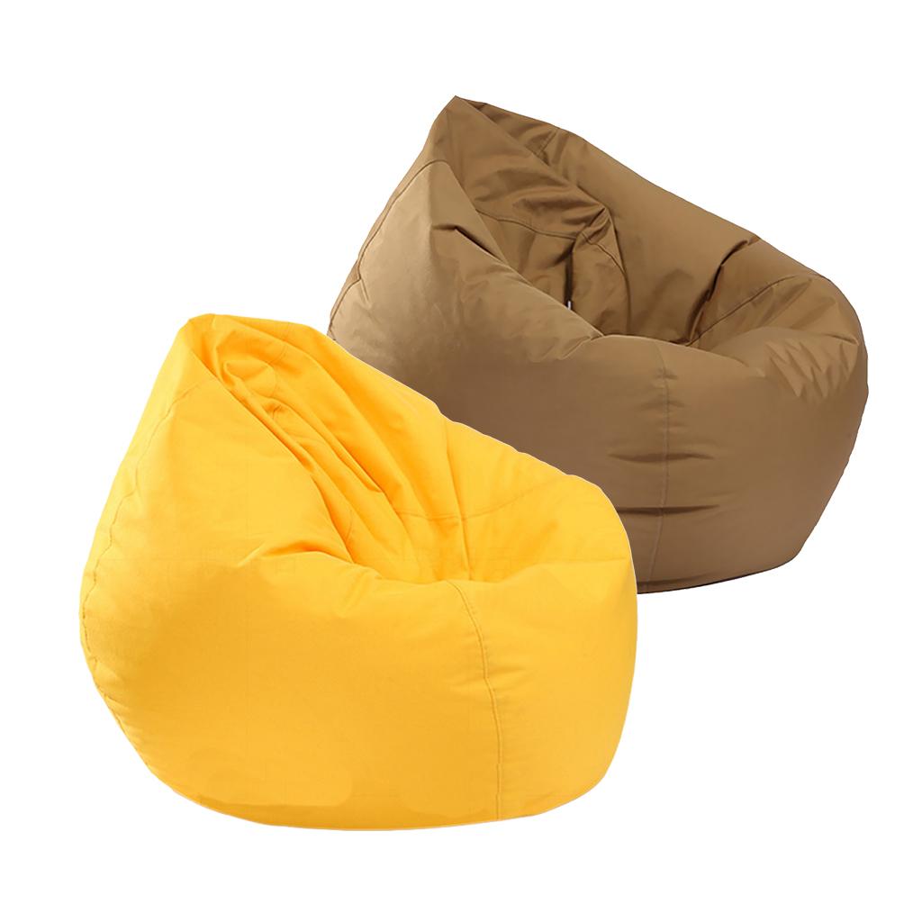 2PCS Large Adult Size Bean Bag Cover Toy Clothes Storage Yellow and Coffee