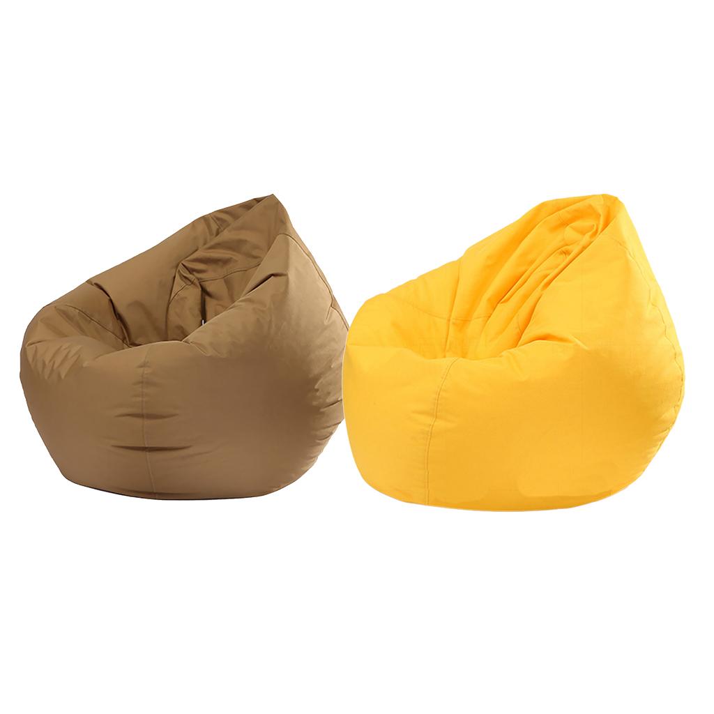 2PCS Large Adult Size Bean Bag Cover Toy Clothes Storage Yellow and Coffee