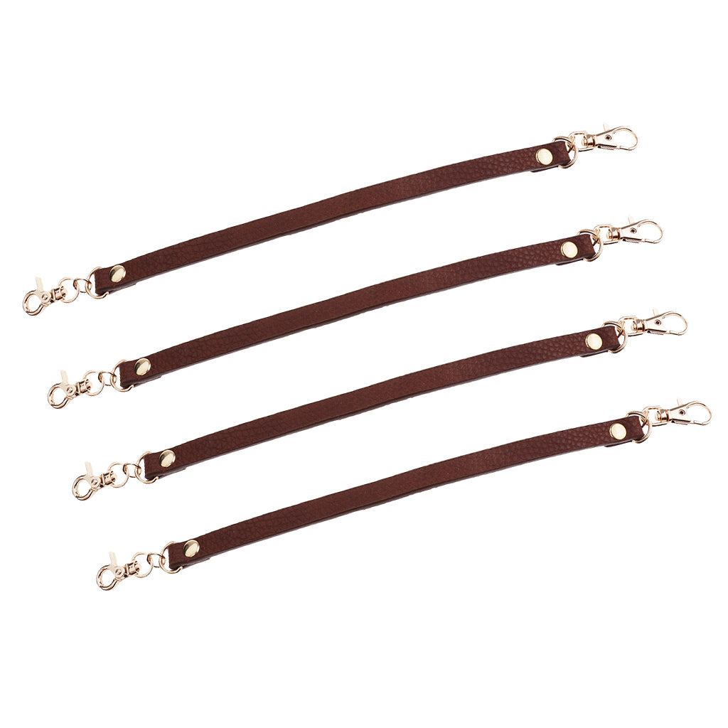 4Pieces PU Leather Short Handbag Bag Strap Replacement Purse Handle Coffee