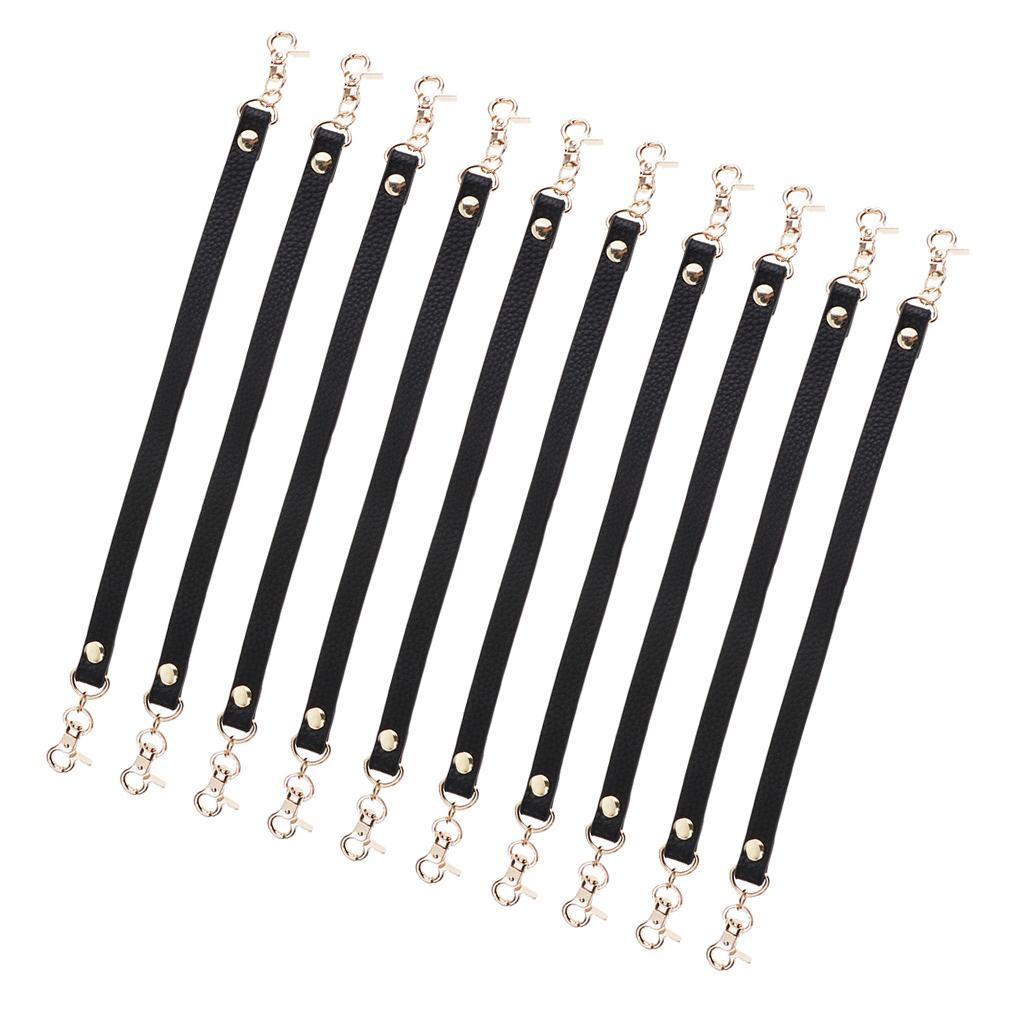 10Pieces PU Leather Short Handbag Bag Strap Replacement Purse Handle Black
