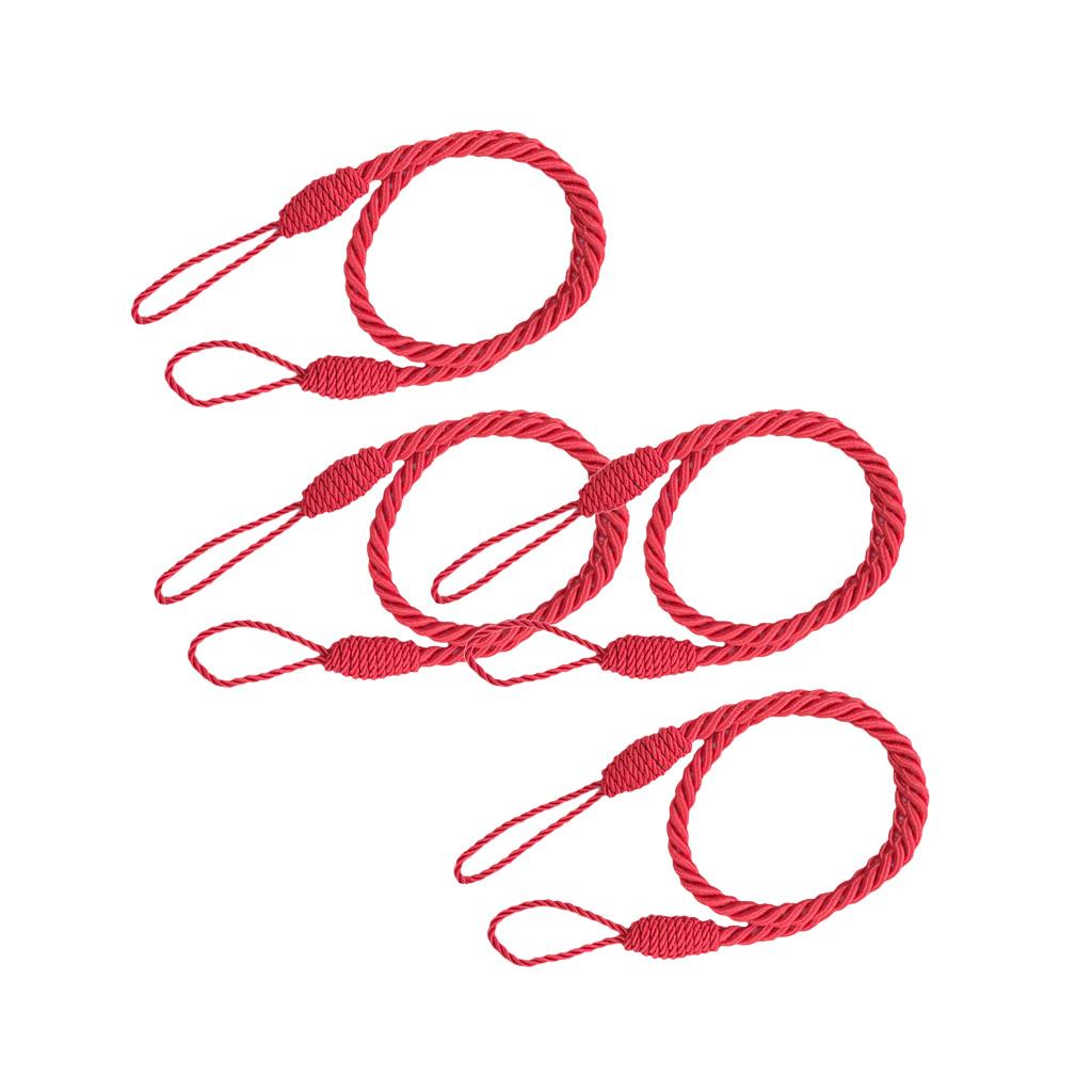 4 PCS Rope Curtain Drape Tiebacks Tassel Living Room Bedroom Red