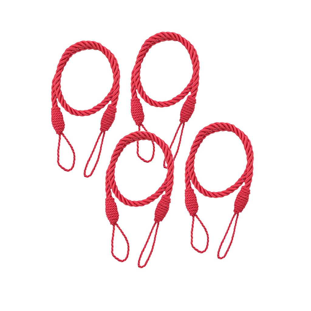 4 PCS Rope Curtain Drape Tiebacks Tassel Living Room Bedroom Red