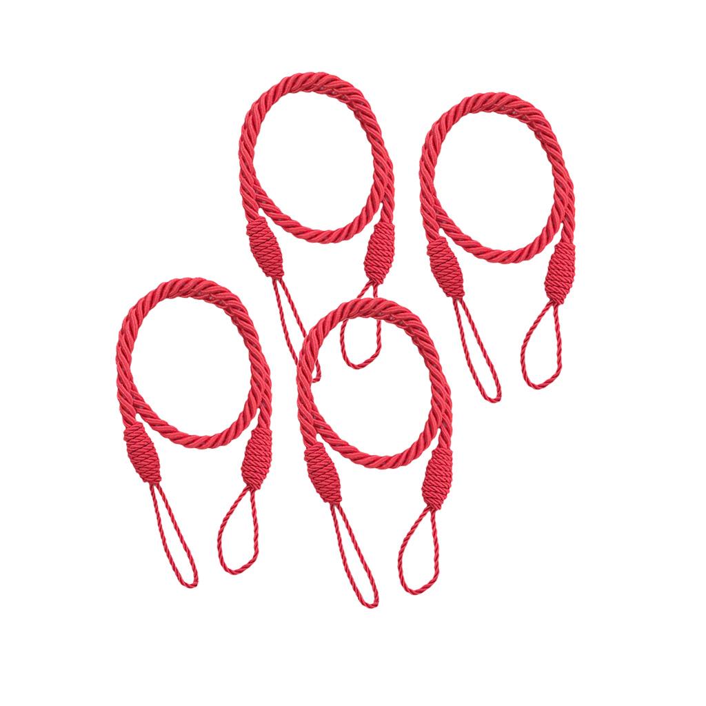 4 PCS Rope Curtain Drape Tiebacks Tassel Living Room Bedroom Red