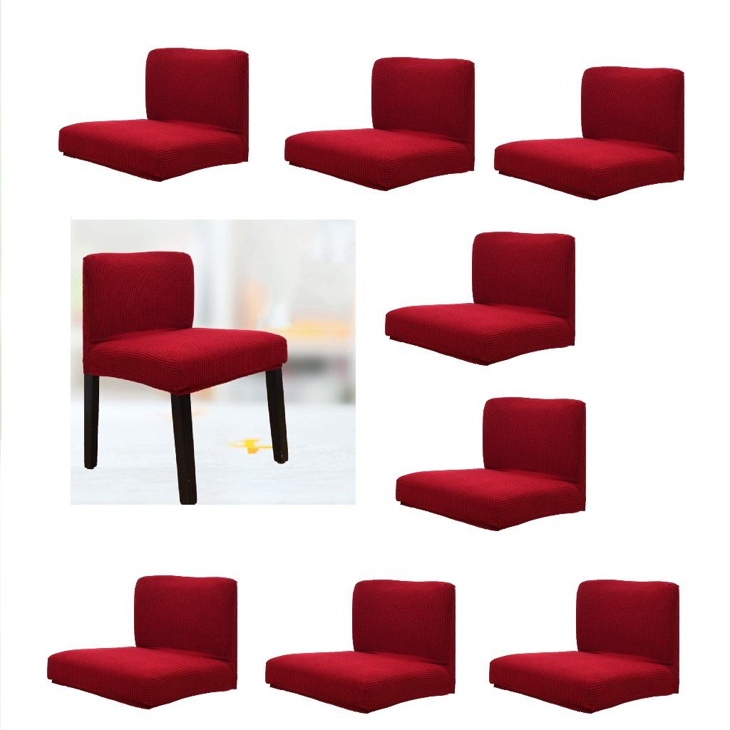 6pcs, 8pcs Upscale Jacquard Stretch Wedding Chair Covers Wine Red-8pcs