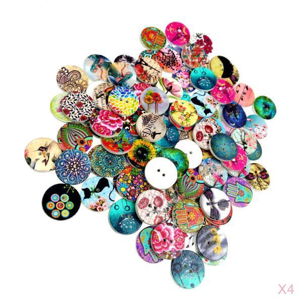 400pcs Colorful Wooden 2 Holes Painted Sewing Buttons Craft DIY Scrapbooking