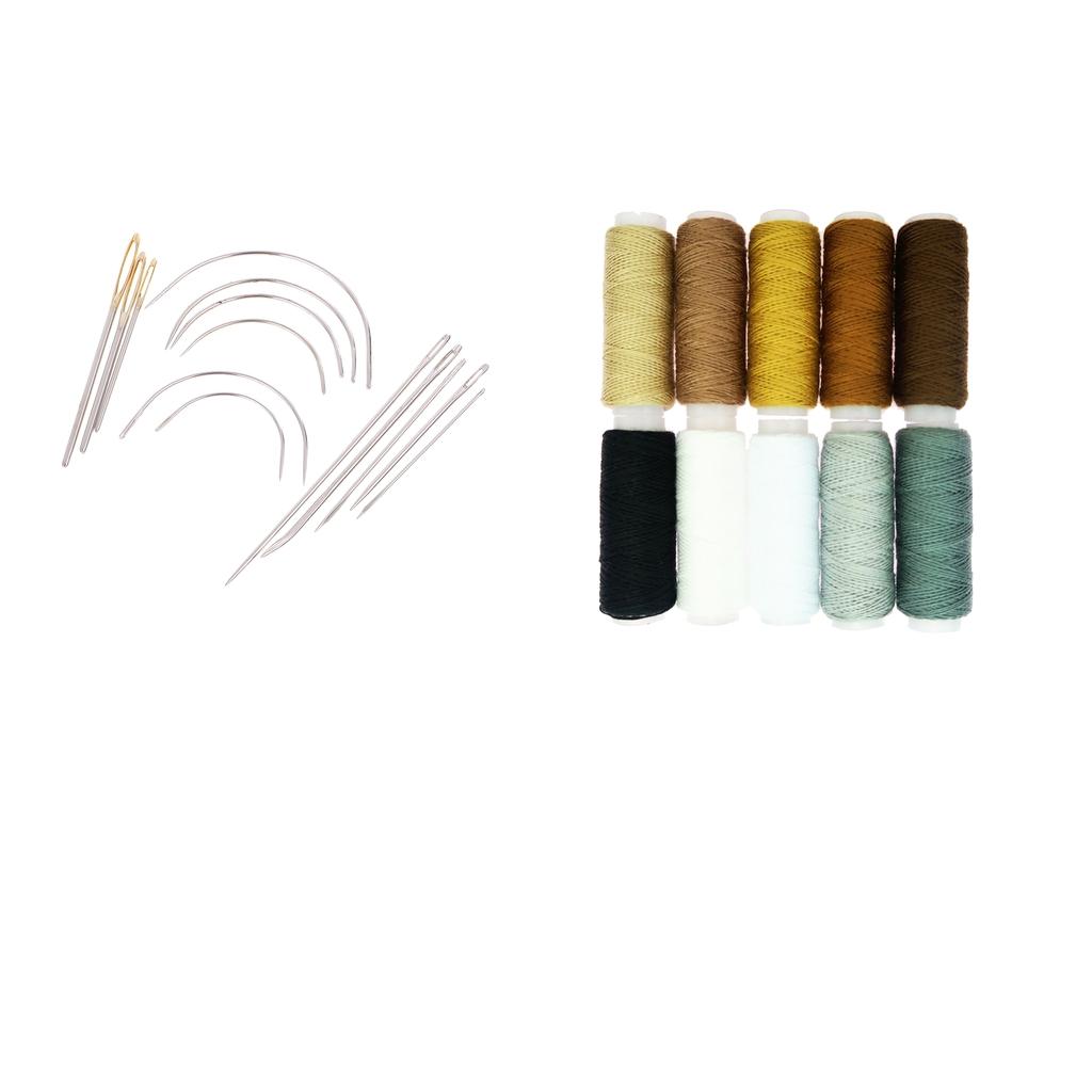 24Pcs/Set Hand Sewing Curved Needles & Threads for Carpet Repair Upholstery