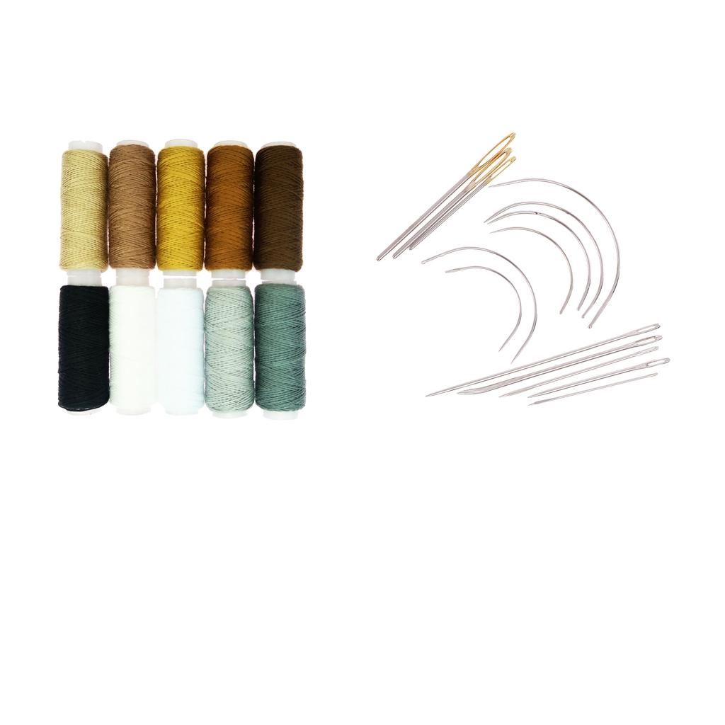 24Pcs/Set Hand Sewing Curved Needles & Threads for Carpet Repair Upholstery