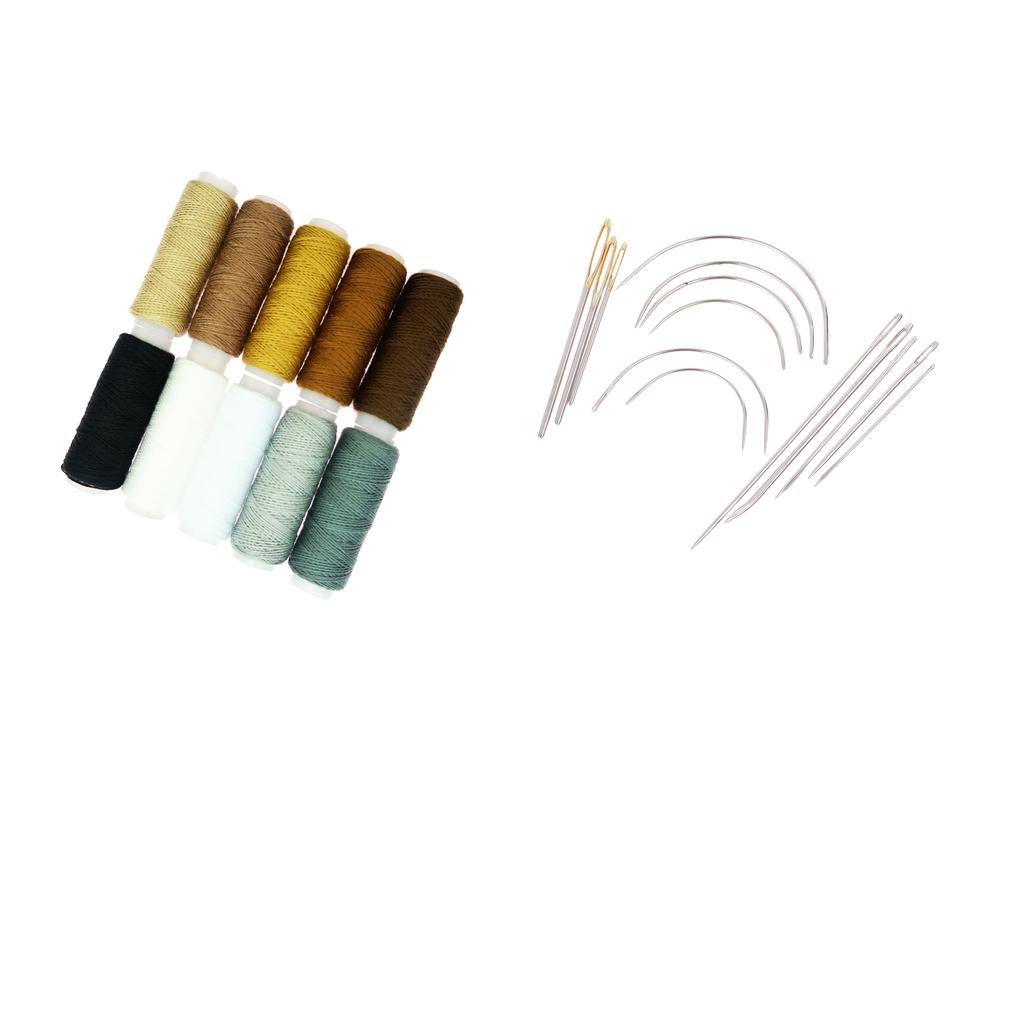 24Pcs/Set Hand Sewing Curved Needles & Threads for Carpet Repair Upholstery
