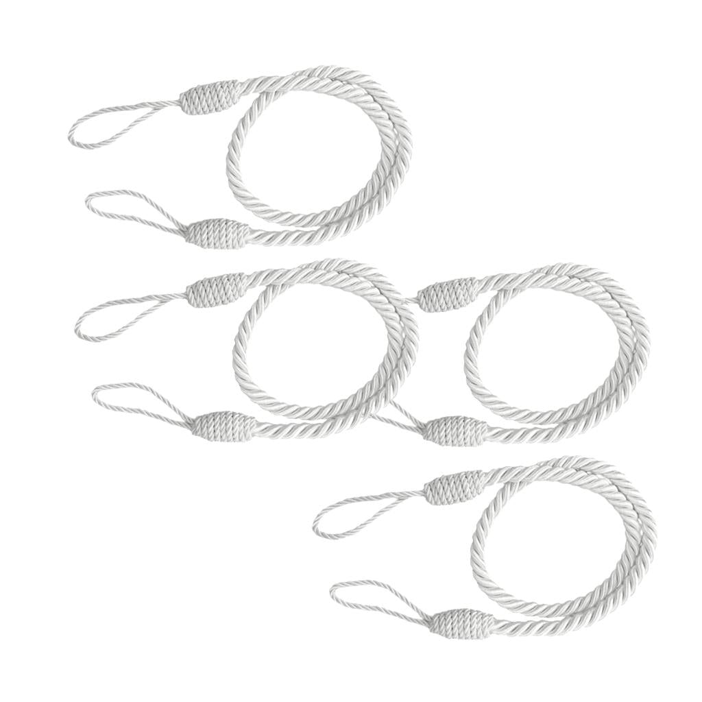 4 PCS Rope Curtain Drape Tiebacks Tassel Living Room Bedroom White