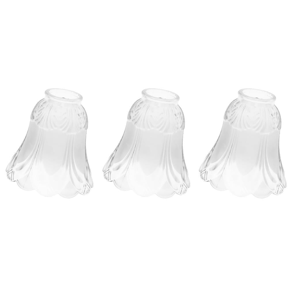3 Pieces #1 Frosted Glass Ribbed Bell Light Shades Chandelier Lamp Pendant