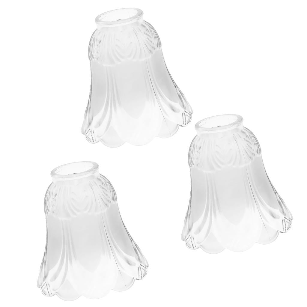 3 Pieces #1 Frosted Glass Ribbed Bell Light Shades Chandelier Lamp Pendant