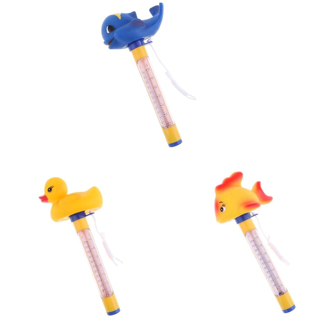 3Pcs Yellow Pool & Spas Thermometer Floating Water Temperature with Rope