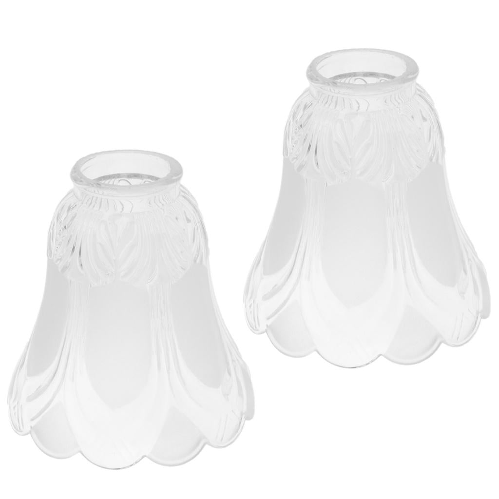 2 Pieces #1 Frosted Glass Ribbed Bell Light Shades Chandelier Lamp Pendant