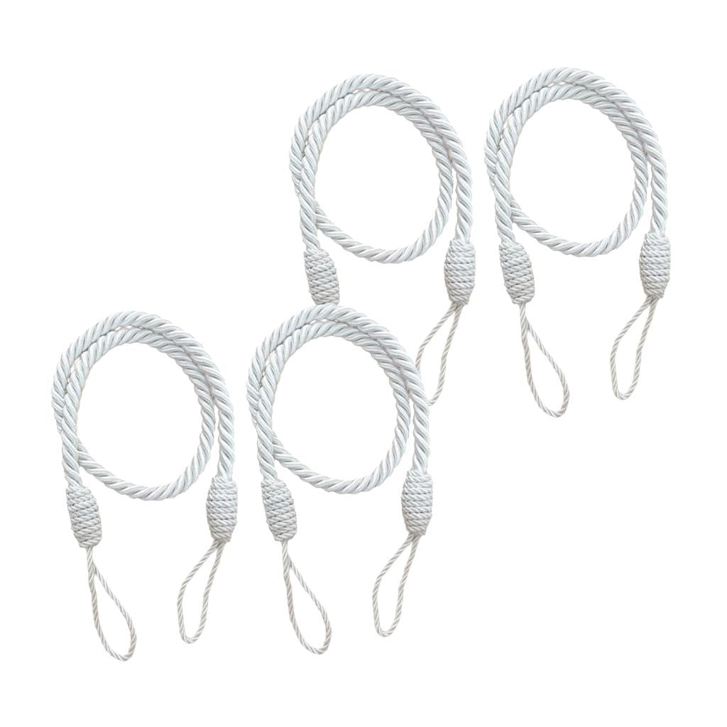 4 PCS Rope Curtain Drape Tiebacks Tassel Living Room Bedroom White 1