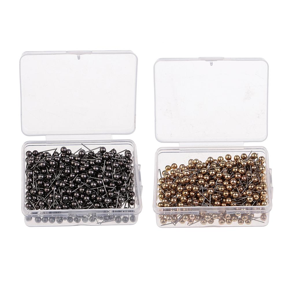 800 Piece Metallic Color Bead Head Push Pins Sewing Quilting Pins Black Gold