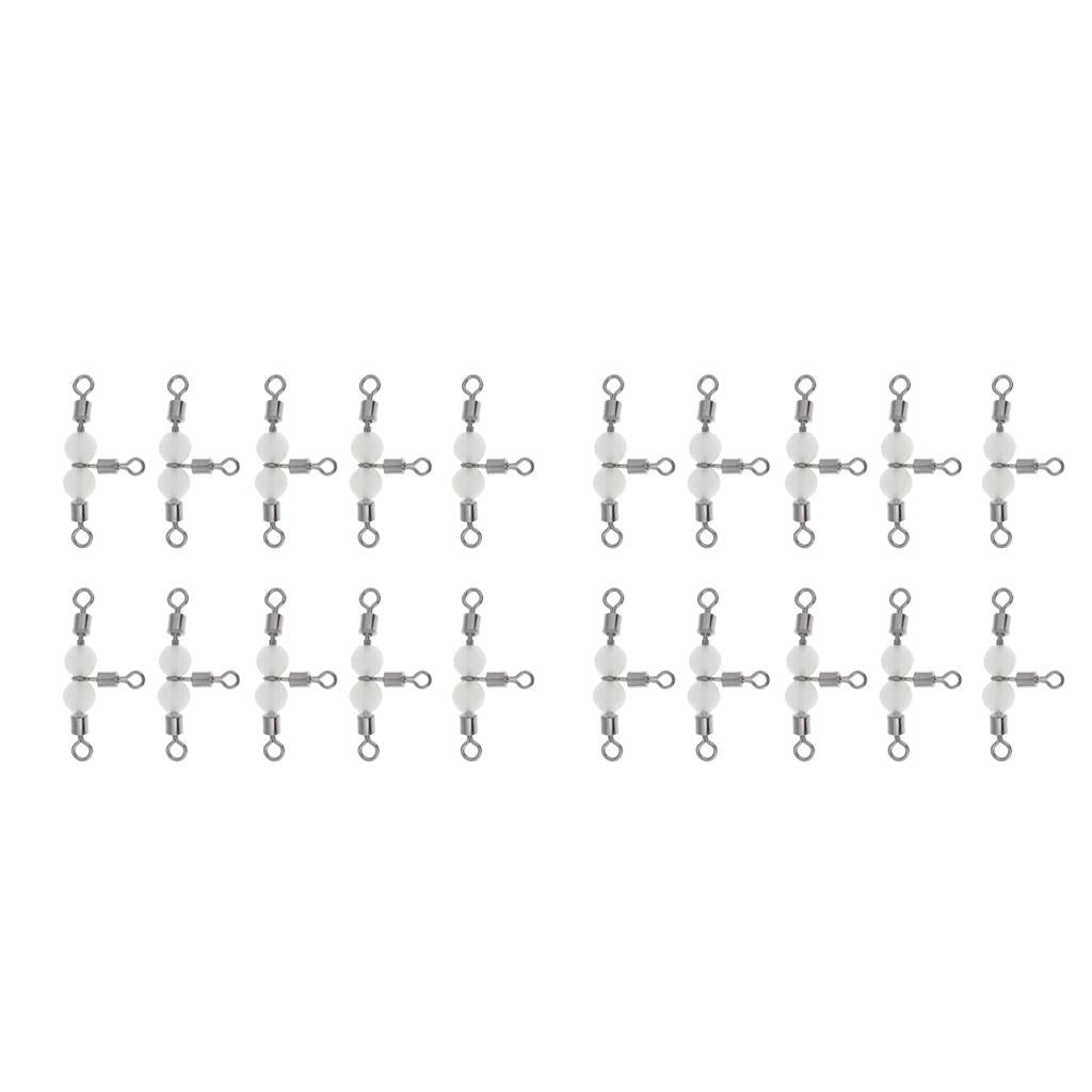 20pcs Copper 3 Way Swivel Luminous Rolling Barrel T shape Swivel Connectors