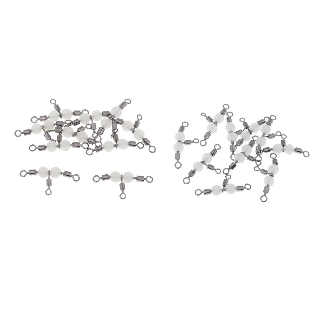 20pcs Copper 3 Way Swivel Luminous Rolling Barrel T shape Swivel Connectors