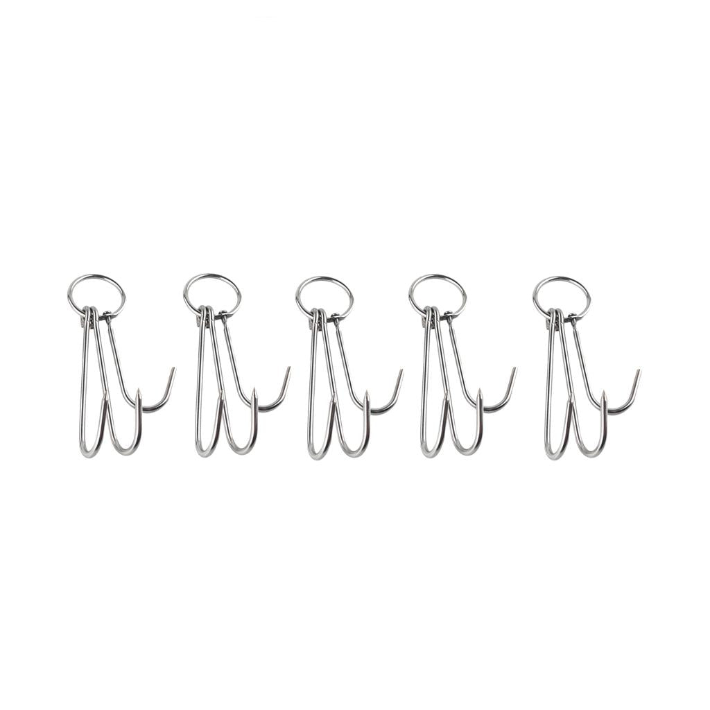 5x Double Hooks Hams Bacon Chicken Meat Hook Hanging Drying Tool 0.35x30cm