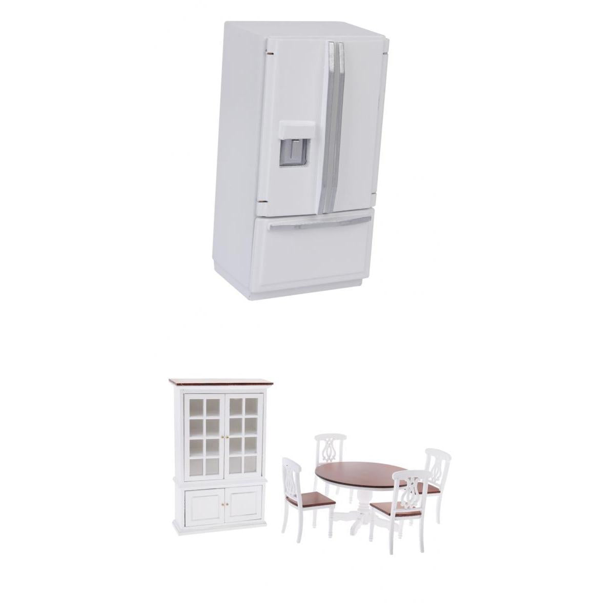 1/12 Dollhouse Miniature Room Furniture Table Chair Cupboard Set & Fridge