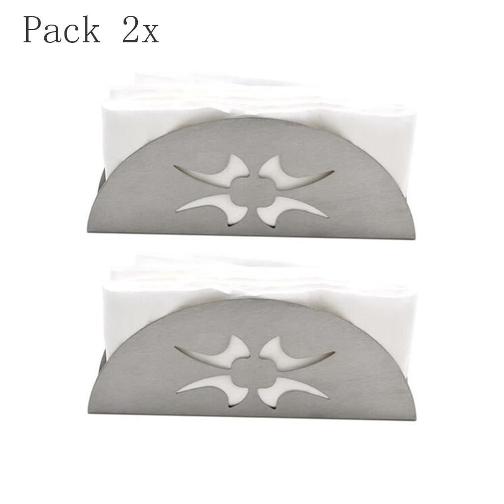 2x Stainless fan-shaped Facial Tissue Box Napkin Holder Paper Flower Pattern