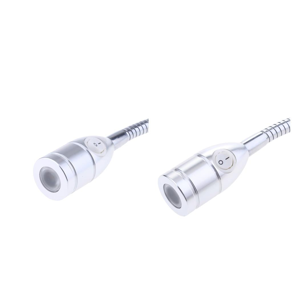 2x12V Gooseneck LED Bedside Reading Lamp Headboard Wall Surface Mount Silver
