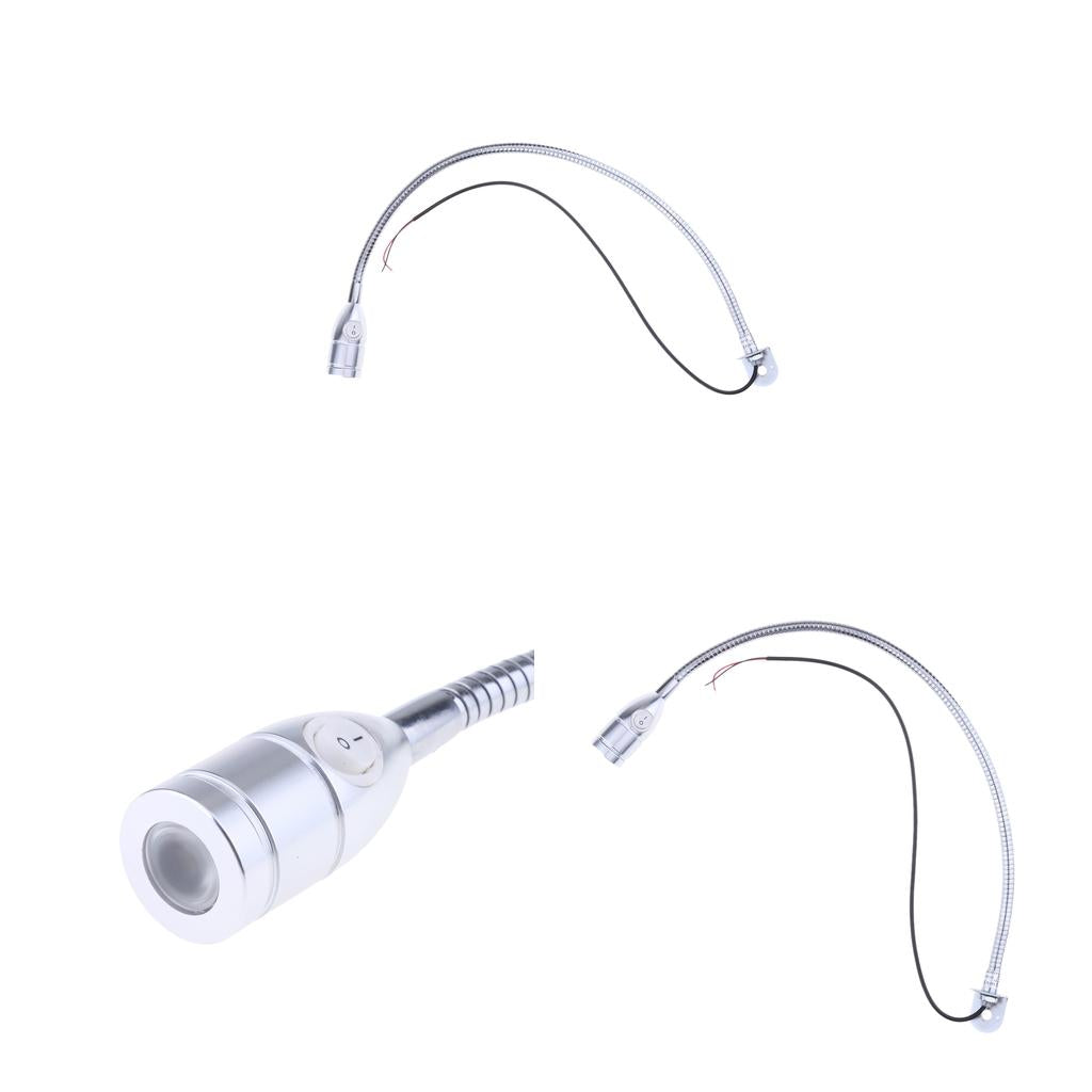 2x12V Gooseneck LED Bedside Reading Lamp Headboard Wall Surface Mount Silver