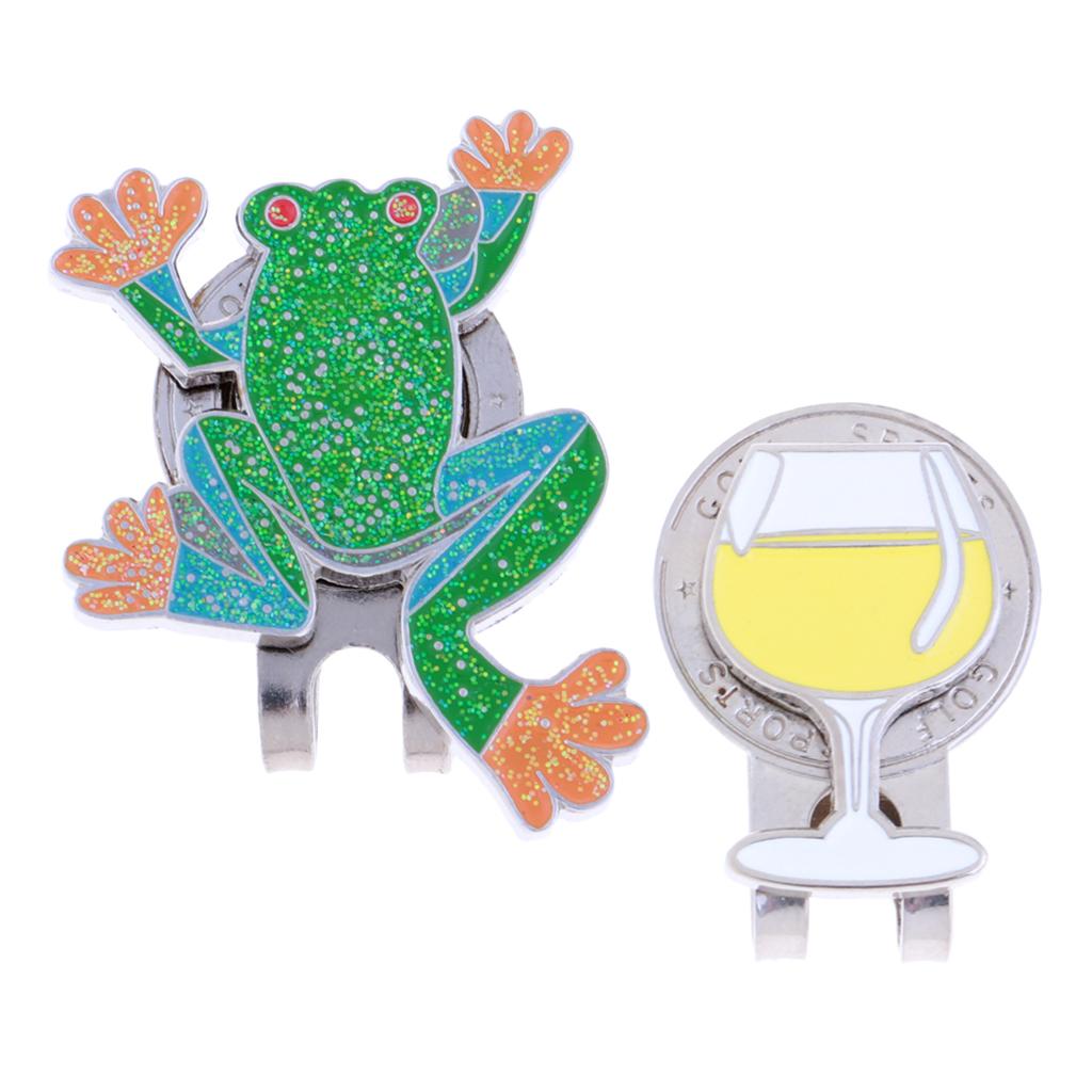 2 Golf Cap Clip Putt Ball Marker for Golf Hat Visor Golfer Gift Winecup Frog