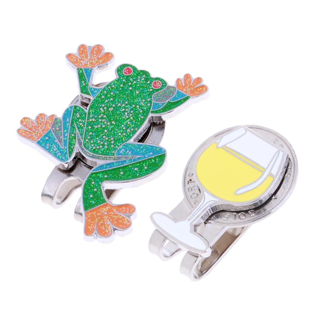 2 Golf Cap Clip Putt Ball Marker for Golf Hat Visor Golfer Gift Winecup Frog