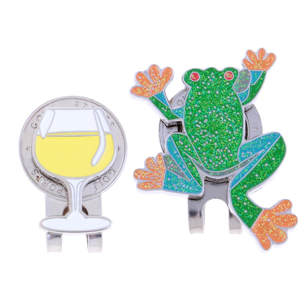 2 Golf Cap Clip Putt Ball Marker for Golf Hat Visor Golfer Gift Winecup Frog