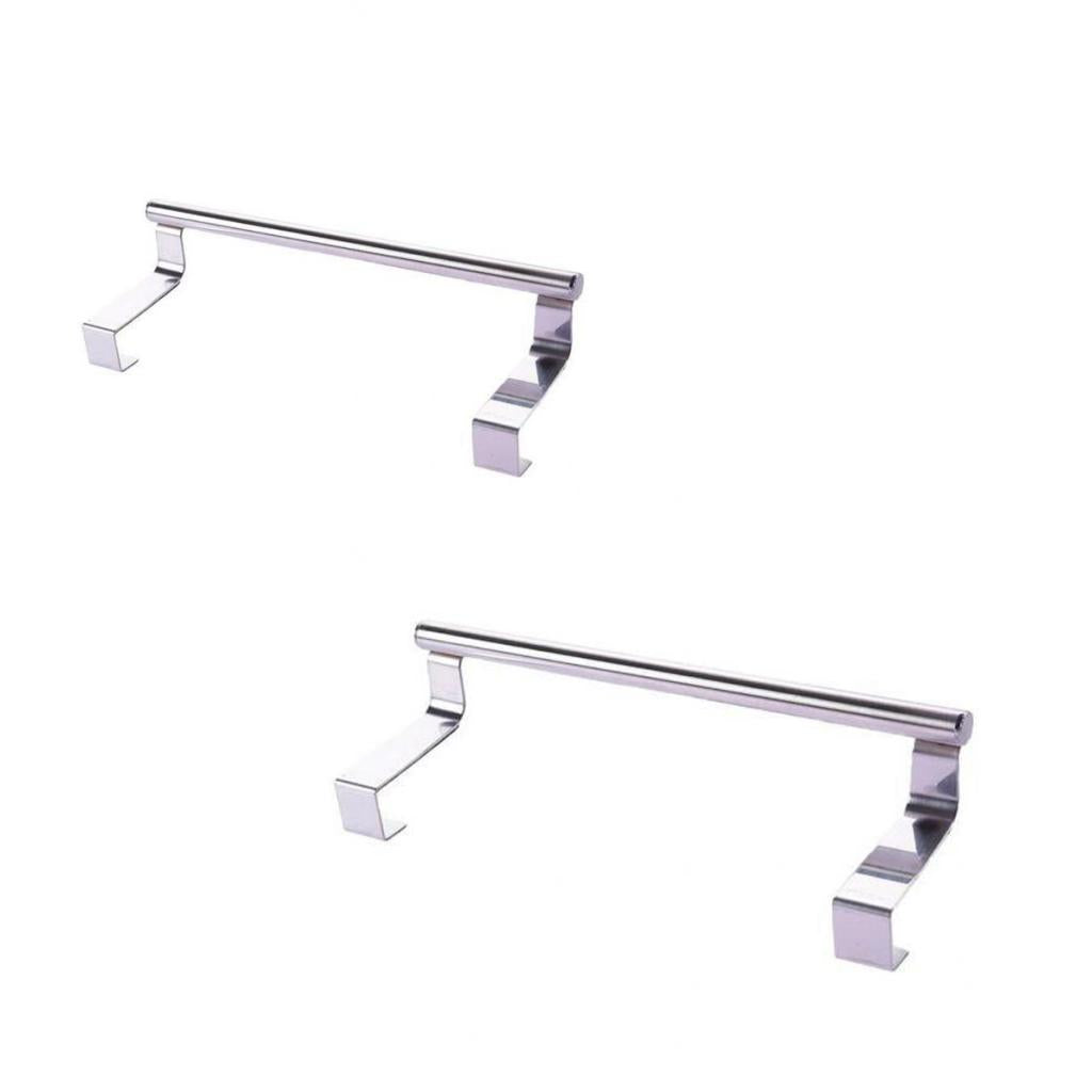 2Pcs Towel Rail Bar Holder Kitchen Over the Door Cabinet Storage Hanger Hook