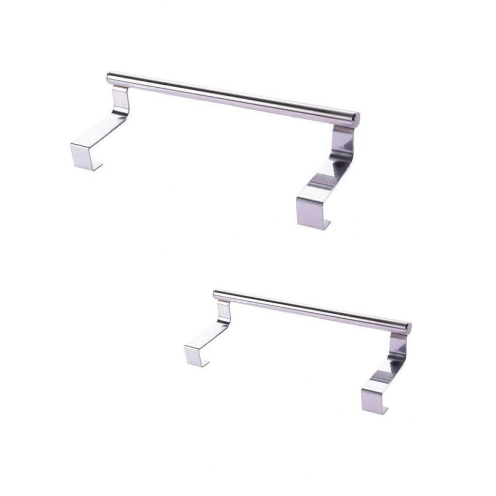 2Pcs Towel Rail Bar Holder Kitchen Over the Door Cabinet Storage Hanger Hook
