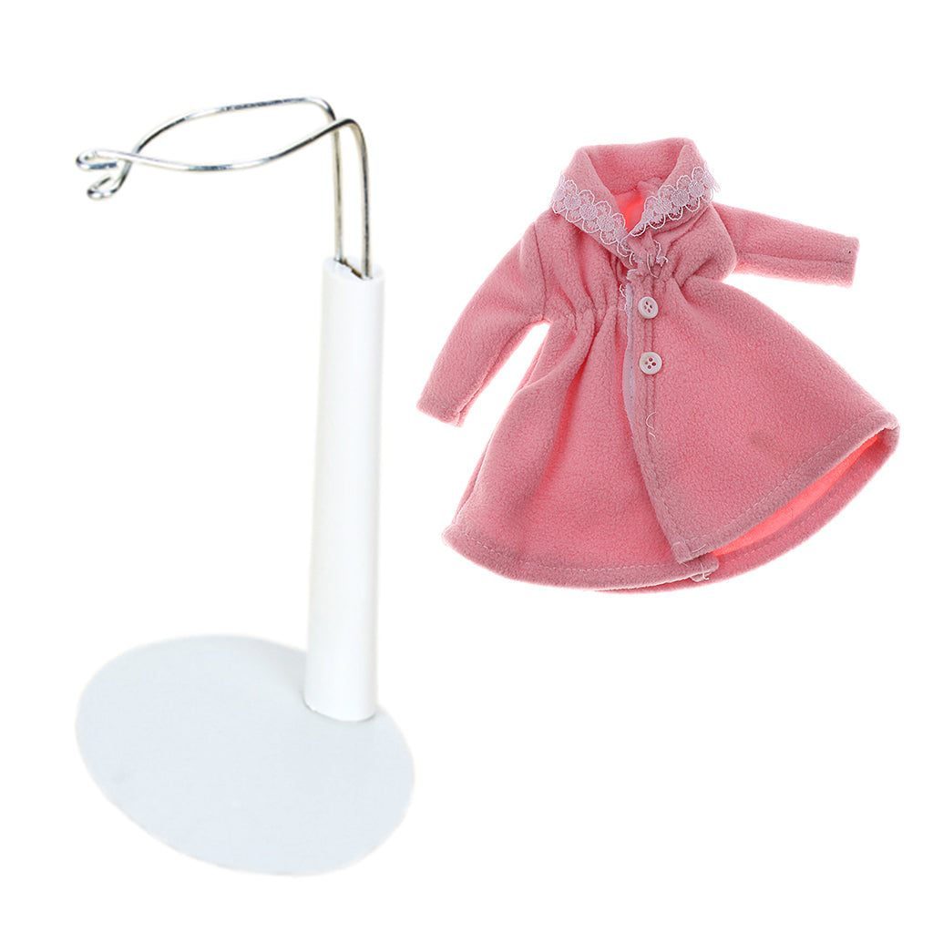Adjustable Doll Stand Display Holder And Pink Plush Coat For Barbie Dolls