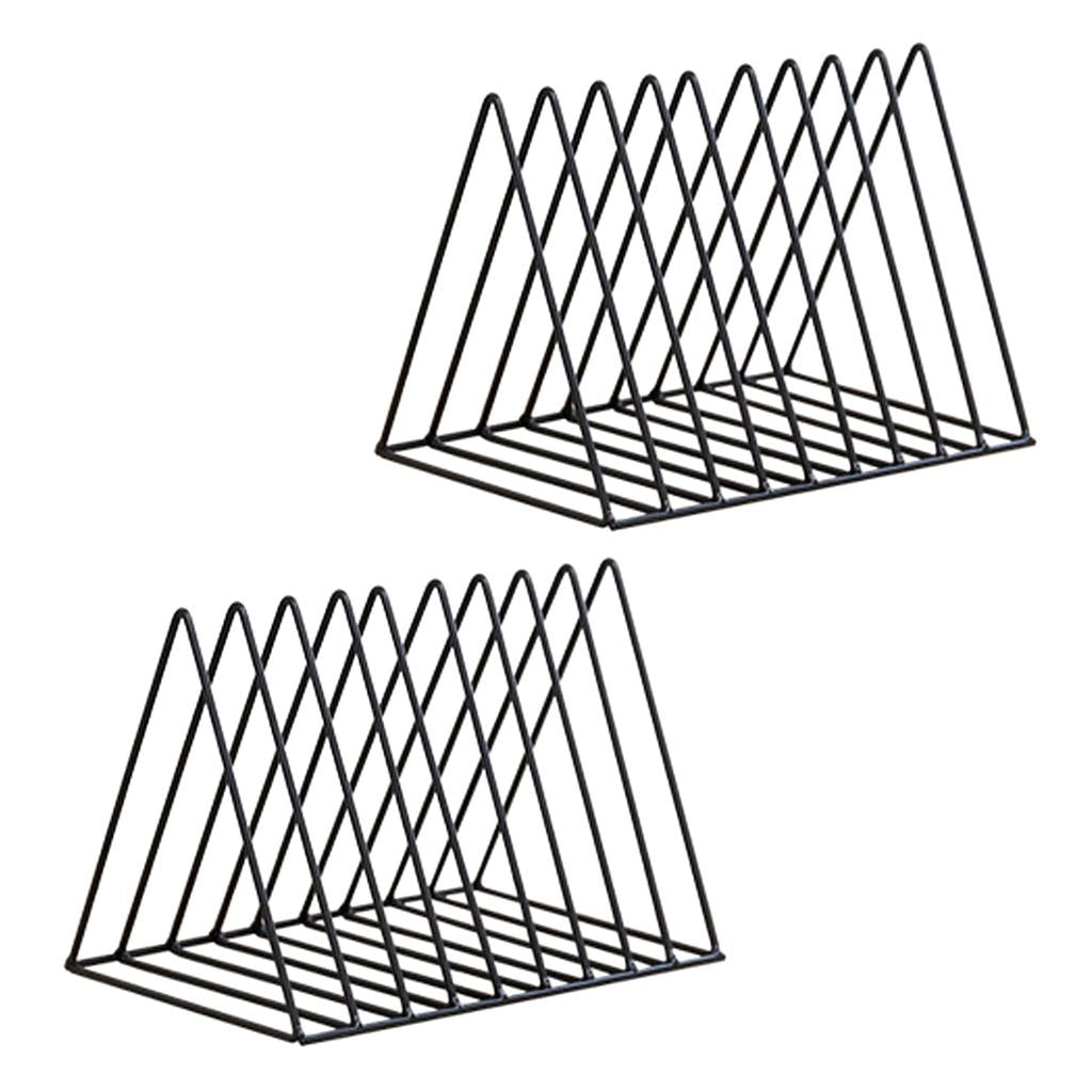 2x Metal Desk Book Holder Modern Minimalist Bookshelf for Home Office Black