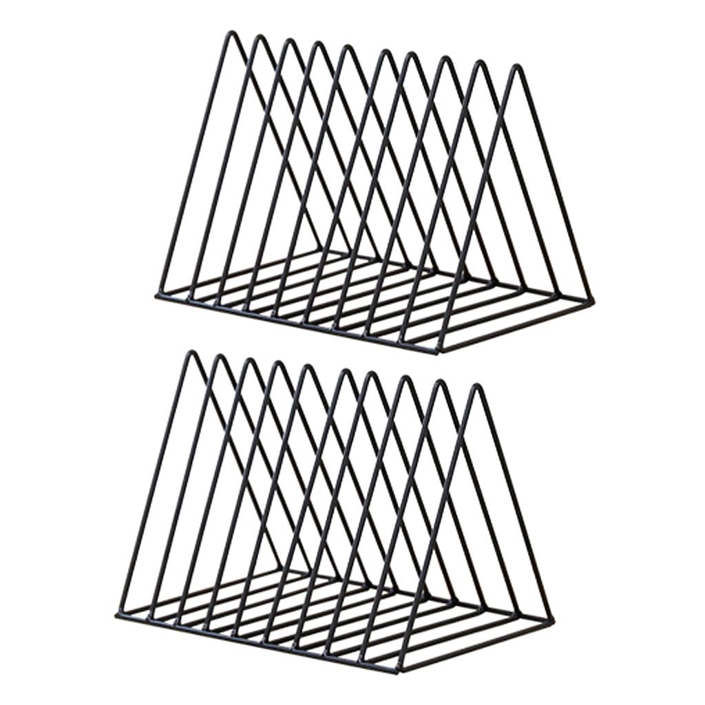 2x Metal Desk Book Holder Modern Minimalist Bookshelf for Home Office Black