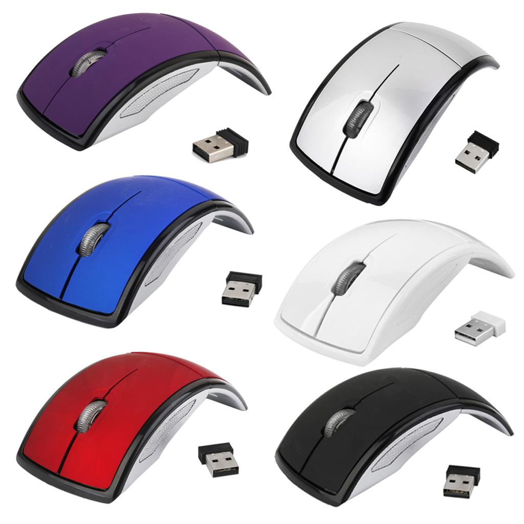 2Pcs 2.4 GHz Wireless Foldable Folding Arch Optical Mouse USB Mice for PC