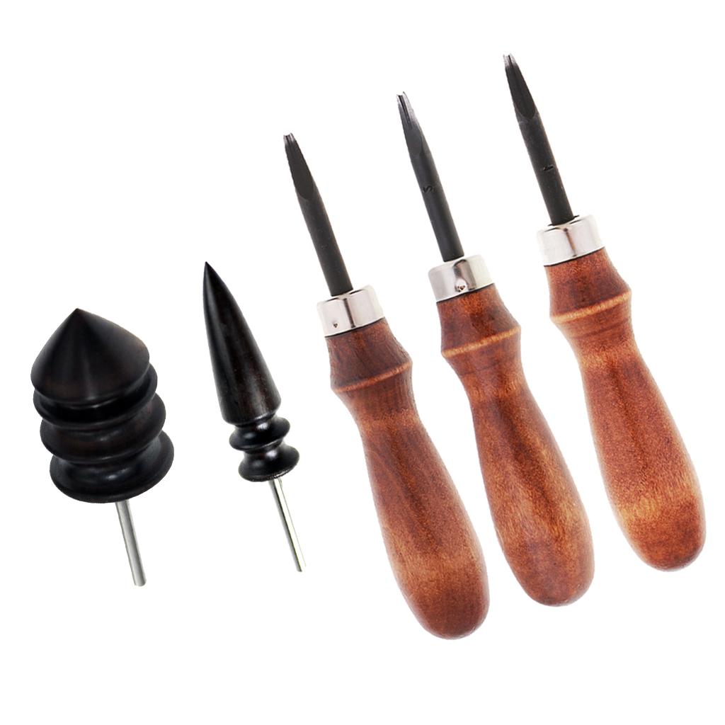 3pcs Leathercraft Edge Beveler Skiving Craft Tool with 2pcs Grinding Head
