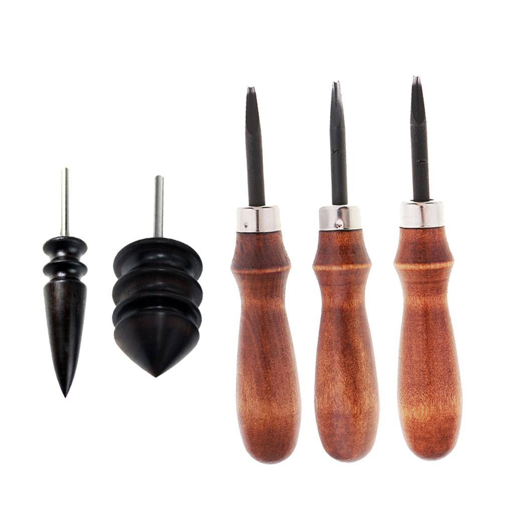 3pcs Leathercraft Edge Beveler Skiving Craft Tool with 2pcs Grinding Head
