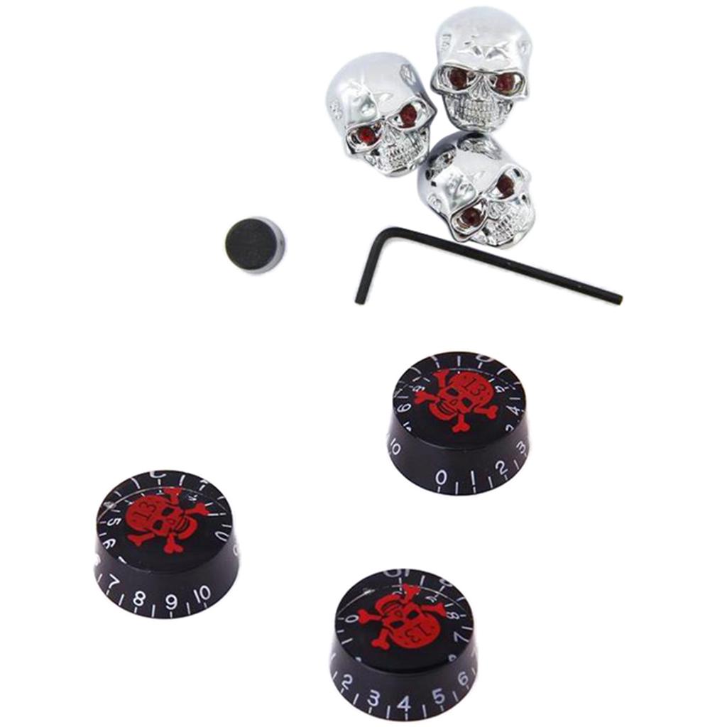3 Pcs Metal Skull Volume Knobs+3 Pcs Speed Control Knobs for Electric Guitar
