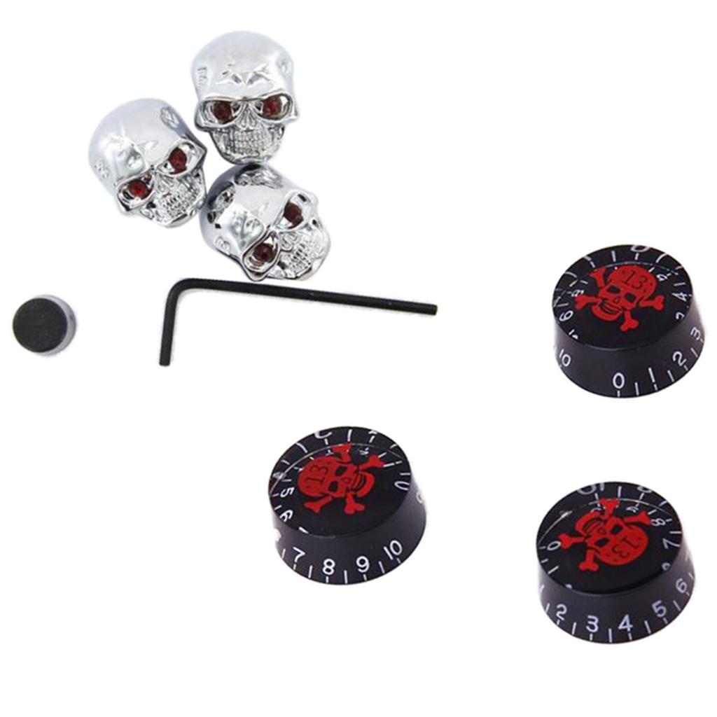 3 Pcs Metal Skull Volume Knobs+3 Pcs Speed Control Knobs for Electric Guitar